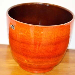 Vintage ceramic flower pot by BAY Planter, orange, Seventies retro, mid-century, space age, 70s, WGK, shabby chic, country style