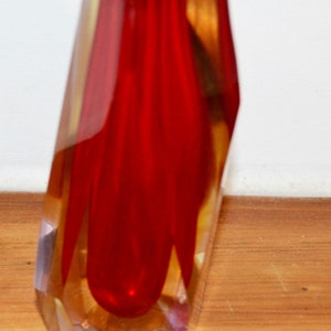 Vintage Sommerso Murano Glass Vase Italy Block Vase Red 70s, Space Age, Seventies, Retro, Mid Century Shabby Chic Country Style