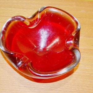 Vintage Glass Ashtray Red Ashtray Mid Century Retro Space Age Shabby Chic Country Style