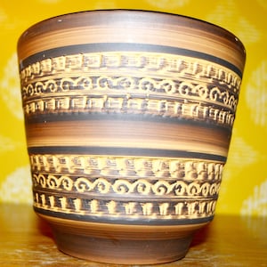 Vintage Planter 50s Flowerpot Ceramic White/Brown Mid Century Retro