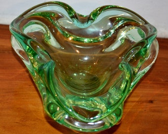 Beautiful glass ashtray from the 70s Green Ashtray Mid Century Retro Space Age