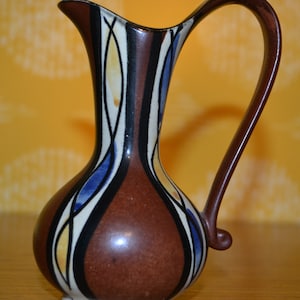 Vintage ceramiczny wazon z lat 50. beżowo-brązowy model 399-12 Retro Mid Century