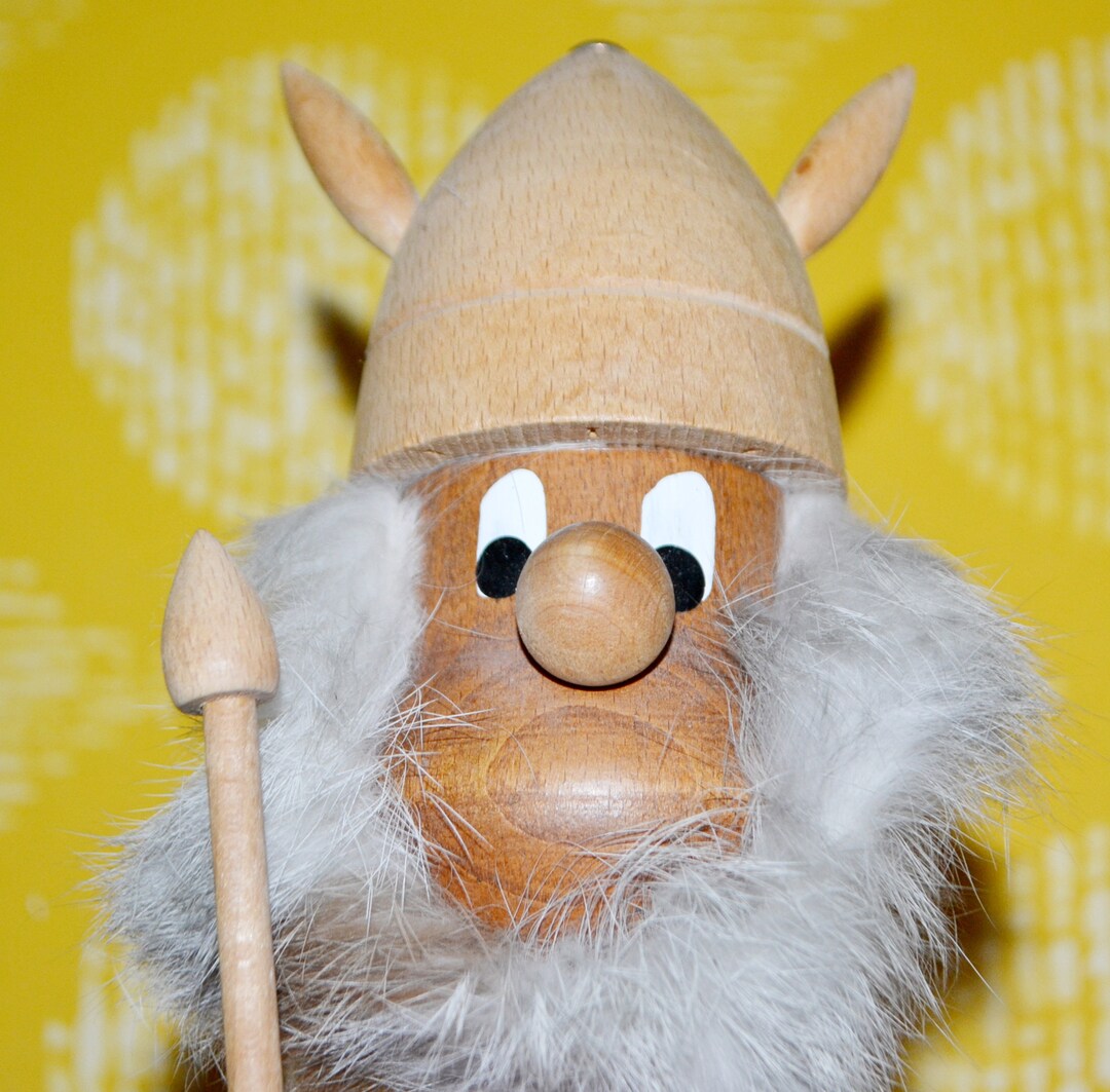 Vintage Danish Design XXL Viking Figurine, Wood, 30 Cm, 1960s