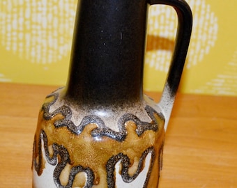 VEB Haldensleben ceramic vase 70s beige / brown retro mid century vintage space age