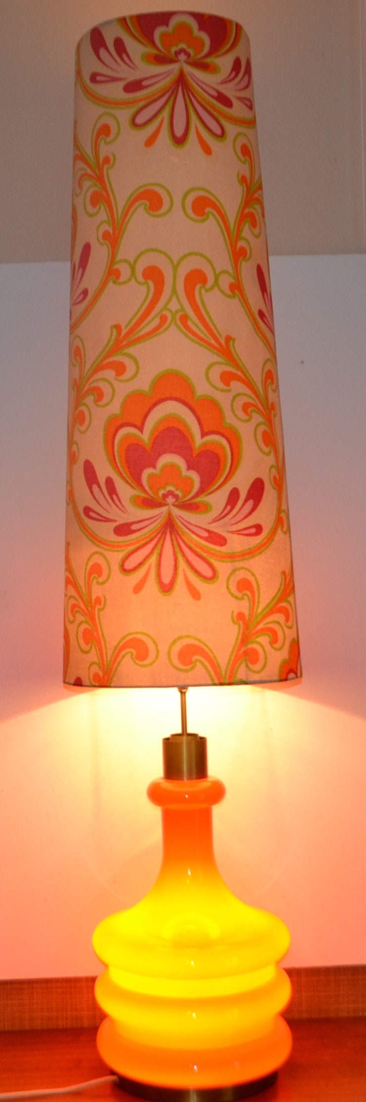 Vintage Orange Floor Lamp, 1970s, Retro, Mid-century, Space Age