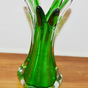 Vintage Glass Vase Green 70s Space Age Seventies Retro Mid Century