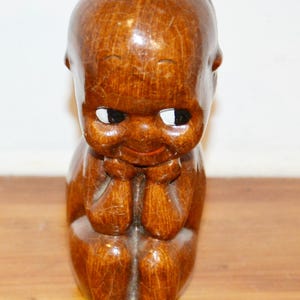 Vintage wooden figurine, 1960s retro, mid-century country style, shabby chic