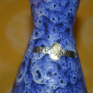 Vintage Ceramic Vase 70s Blue WGK WGP Retro Mid Century Shabby Chic Country Style