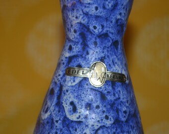 Vintage ceramic vase, 1970s, blue, WGK WGP, retro, mid-century, shabby chic, country style