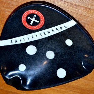 Vintage Bakelite Ashtray Raiffeisenbank Black / White Ashtray 50s Rockabilly Retro Mid Century Shabby Chic Country Style