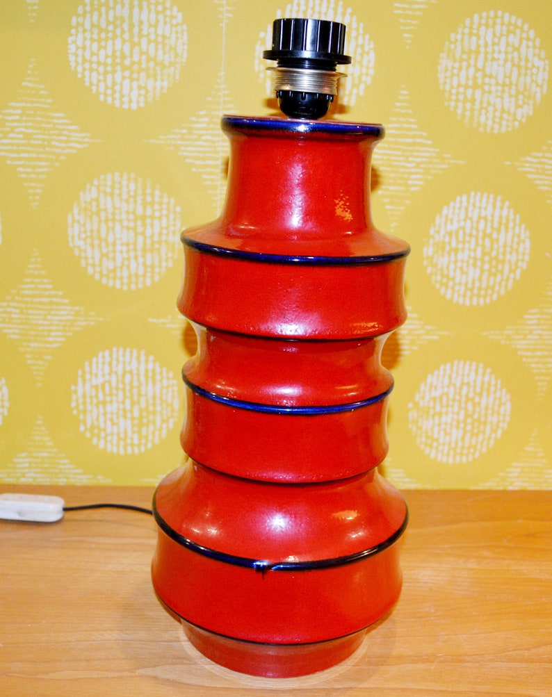 Vintage Ceramic Table Lamp / Light by Jasba Red Model 267/30 From the