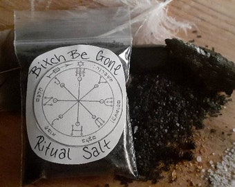 Bitch be gone Ritual Salt. Banishing salts. hoodoo black salt
