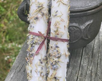 Blessed not stressed! Lavender and Rosemary Dressed  blessing spell candles