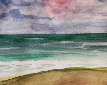 Storm Building at the OBX - Watercolor painting 9x12"