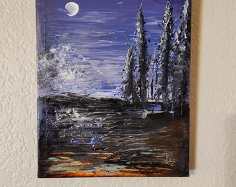 Moonlit forest, Acrylic on Canvas
