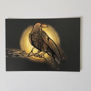 Lámina artística de cuervo de 18 x 12 cm de William Copic