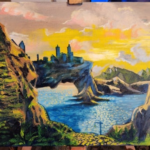 Skyrim Oil Painting / Sunset at solitude / Oil paint on Canvas by William Copic