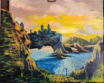 Skyrim Oil Painting / Sunset at solitude / Oil paint on Canvas by William Copic