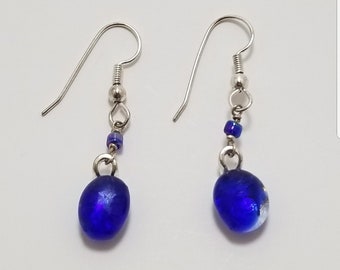 Dichroic Glass Earrings | Glass Jewelry | Blue Glass Earrings |