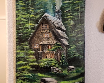 Cabin in the woods, Acrylic on Canvas