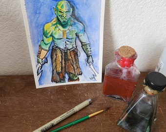 Orc Watercolor Painting 6"x8"