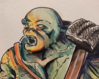 Fallout 3 Super Mutant (watercolor painting)