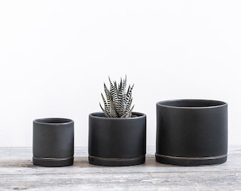 Tabletop Planter with Tray in Charcoal