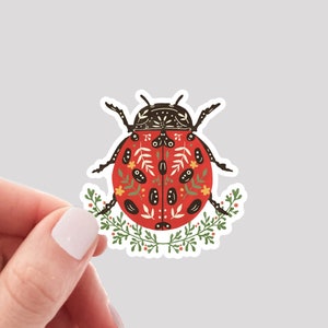 Floral Ladybug Sticker / Ladybug Sticker / Boho Ladybug Sticker