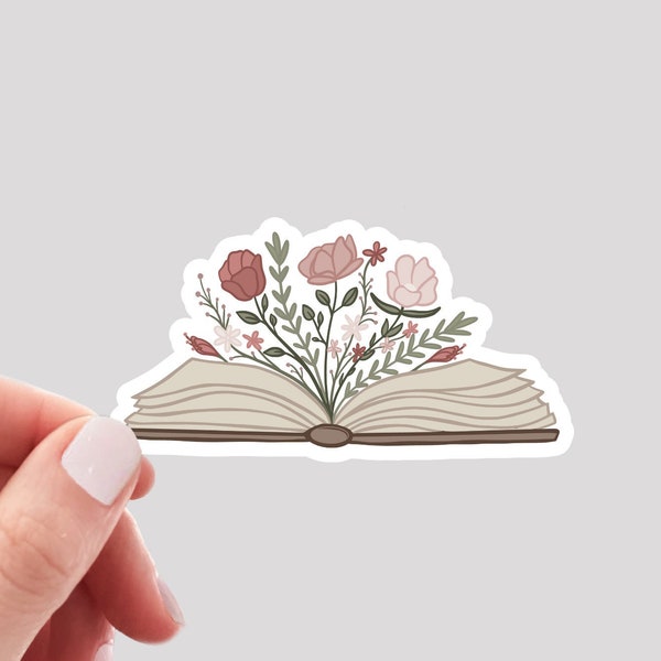 Floral Book Sticker / Open Book Sticker / Reading Sticker / Book Sticker / Hydro Sticker / Water Bottle Sticker