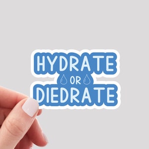 Hydrate or Diedrate Sticker / Gym Sticker / Gym Water Bottle Sticker / Funny Water Bottle Sticker / Hydro Sticker / Drink More Water Sticker