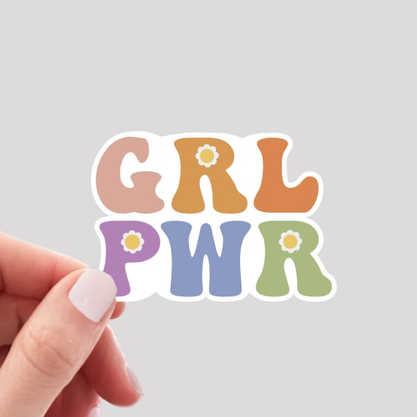 Girl Power Sticker / GRL PWR Sticker / Retro Sticker / Flower Power Sticker / Feminist Sticker / Girl Power Water Bottle Sticker