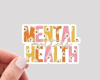 Sticker Questions de santé mentale / Sticker santé mentale / Sticker thérapie / Sticker Mettre fin à la stigmatisation / Sticker floral santé mentale