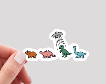 Dinosaur Sticker / UFO Sticker / Alien Sticker / Funny Hydro Sticker / Funny Water Bottle Sticker / Laptop Sticker