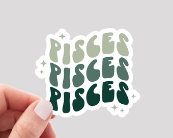 Pisces Sticker / Retro Zodiac Pisces Sticker / Pisces Girl Sticker / Pisces Water Bottle Sticker / Pisces Vinyl Sticker