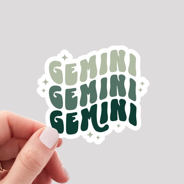 Gemini Sticker / Retro Zodiac Gemini Sticker / Gemini Girl Sticker / Gemini Water Bottle Sticker / Gemini Vinyl Sticker