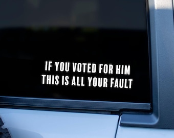If You Voted For Him This is Your Fault Decal, Stop Mass Deportation, Pro Immigration Car Decal, Democrat Car Decal, Anti-Trump Car Decal