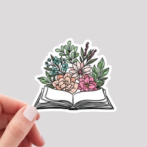 Floral Book Sticker / Open Book Sticker / Reading Sticker / Book Sticker / Laptop Sticker / Water Bottle Sticker / Book Club Sticker
