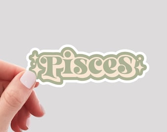 Pisces Sticker / Retro Zodiac Pisces Sticker / Pisces Girl Sticker / Pisces Water Bottle Sticker / Pisces Vinyl Sticker