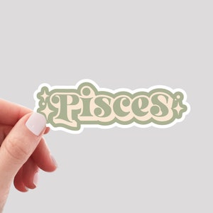 Pisces Sticker / Retro Zodiac Pisces Sticker / Pisces Girl Sticker / Pisces Water Bottle Sticker / Pisces Vinyl Sticker