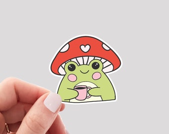 Cottagecore Mushroom Frog Sticker