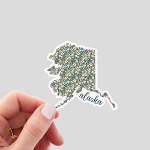 Alaska Sticker / AK Sticker / Floral Alaska Sticker / Alaska Home Sticker / Alaska Water Bottle Sticker / Alaska Laptop Sticker