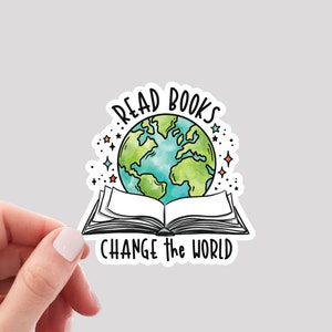 Sticker Changez le monde Lire des livres / Sticker livre ouvert / Sticker lecture / Sticker livre / Sticker ordinateur portable / Sticker bouteille d'eau