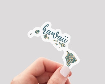 Hawaii Sticker / HI Sticker / Floral Hawaii Sticker / Hawaii Home Sticker / Hawaii Water Bottle Sticker / Hawaii Laptop Sticker