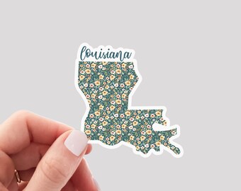 Louisiana Sticker / LA Sticker / Floral Louisiana Sticker / Louisiana Home Sticker / Louisiana Water Bottle Sticker / Louisiana Sticker