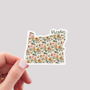 Oregon Sticker / OR Sticker / Floral Oregon Sticker / Oregon Home Sticker / Oregon Water Bottle Sticker / Oregon Laptop Sticker