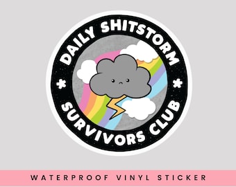 Daily Shitstorm Survivor Sticker, Funny Water Bottle Sticker, Funny Laptop Sticker, Funny Office Sticker, Sarcastic Sticker