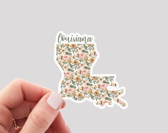 Louisiana Sticker / LA Sticker / Floral Louisiana Sticker / Louisiana Home Sticker / Louisiana Water Bottle Sticker / Louisiana Sticker