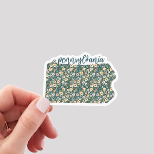 Pennsylvania Sticker / PA Sticker / Floral Pennsylvania Sticker / Pennsylvania Home Sticker / Pennsylvania Water Bottle Sticker