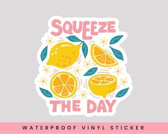 Squeeze the Day Sticker, Lemons Sticker, Lemonade Sticker, Motivational Vinyl Sticker, Positivity Sticker, Seize the Day Sticker