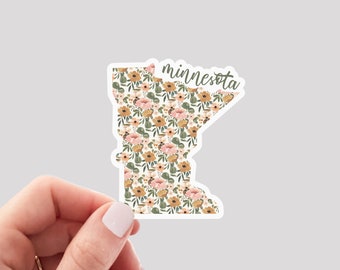 Minnesota Sticker / MN Sticker / Floral Minnesota Sticker / Minnesota Home Sticker / Minnesota Water Bottle Sticker / Minnesota Laptop